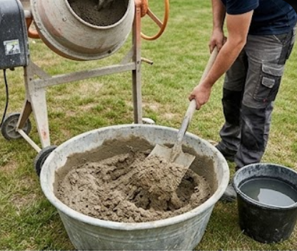Bland jordfugtig beton til kantsten korrekt