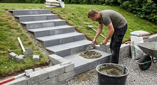 Byg en trappe af fliser og blokke - Guide