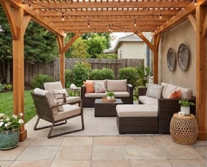 Skab en hyggekrog med pergola og fliser