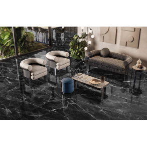  TDM Revolution - Calacatta / Sort 7x60 cm. Poleret Sokkelliste